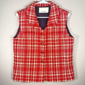 Red and White Vintage B.H. Wragge Double Layered Wool Vest Size 12